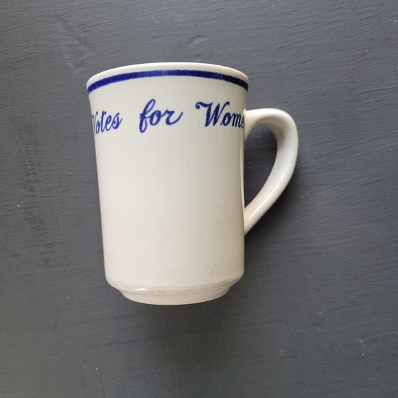 Vintage "Votes for Women" blue and white mug